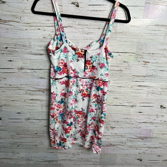 Bershka floral  mini tank dress size medium pink white size medium - Picture 6 of 9